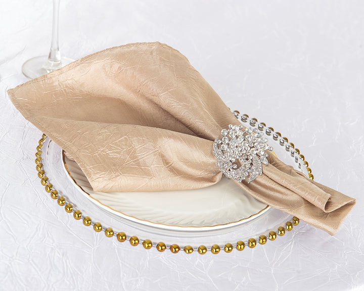20"x20" Crushed Taffeta Napkins - Champagne (10pcs/pk)