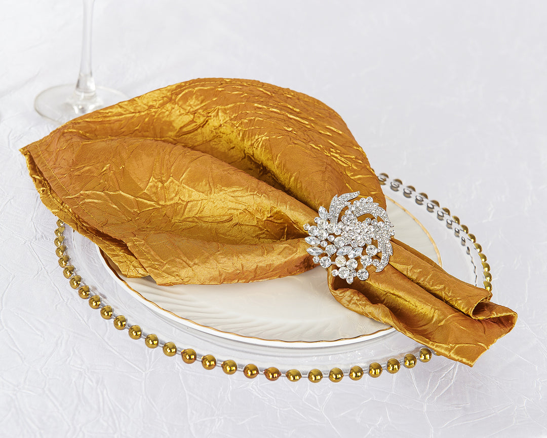 20"x20" Crushed Taffeta Napkins - Gold (10pcs/pk)