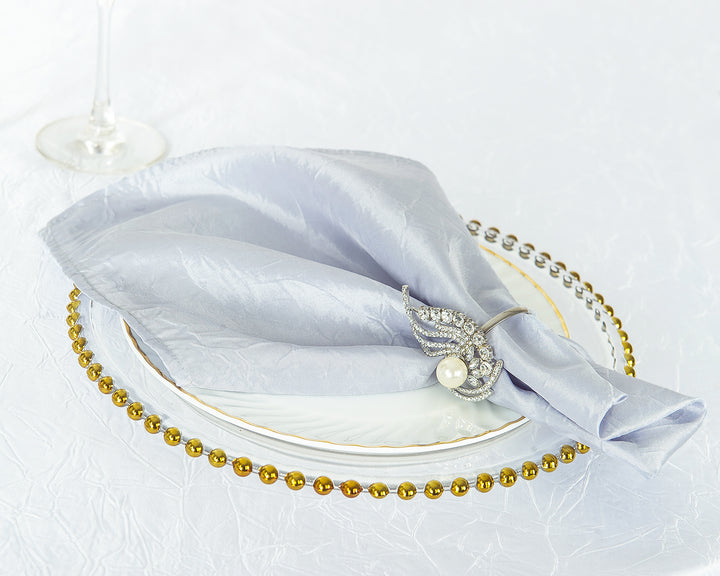 20"x20" Crushed Taffeta Napkins - Platinum/Light Silver (10pcs/pk)