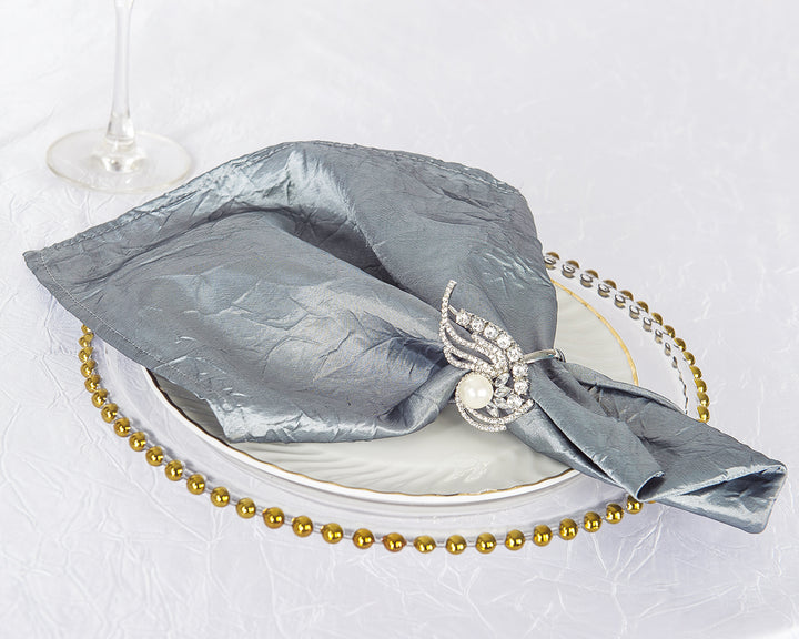 Servilletas de tafetán trituradas de 20"x20" - Plata (10 piezas/paq.)
