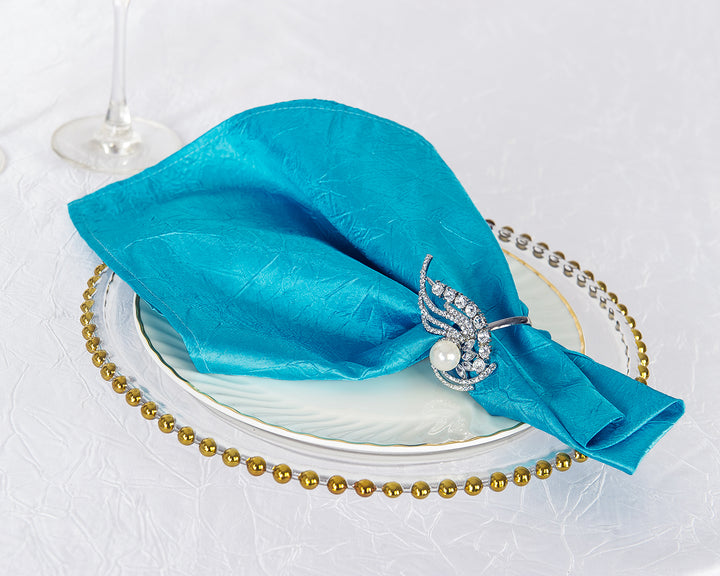 Serviettes en taffetas écrasé 20"x20" - Turquoise (10pcs/pqt)
