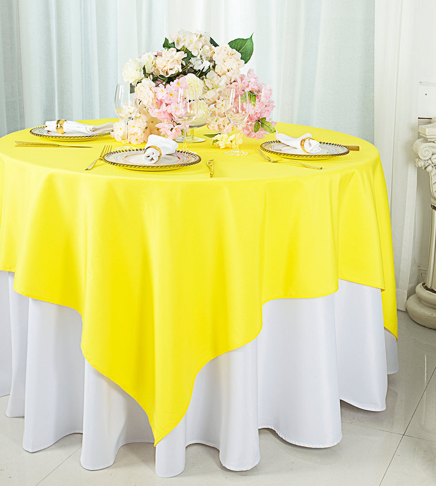 54"x54" Seamless Square Polyester (220 GSM) Table Overlay Toppers - Canary Yellow (1pc)