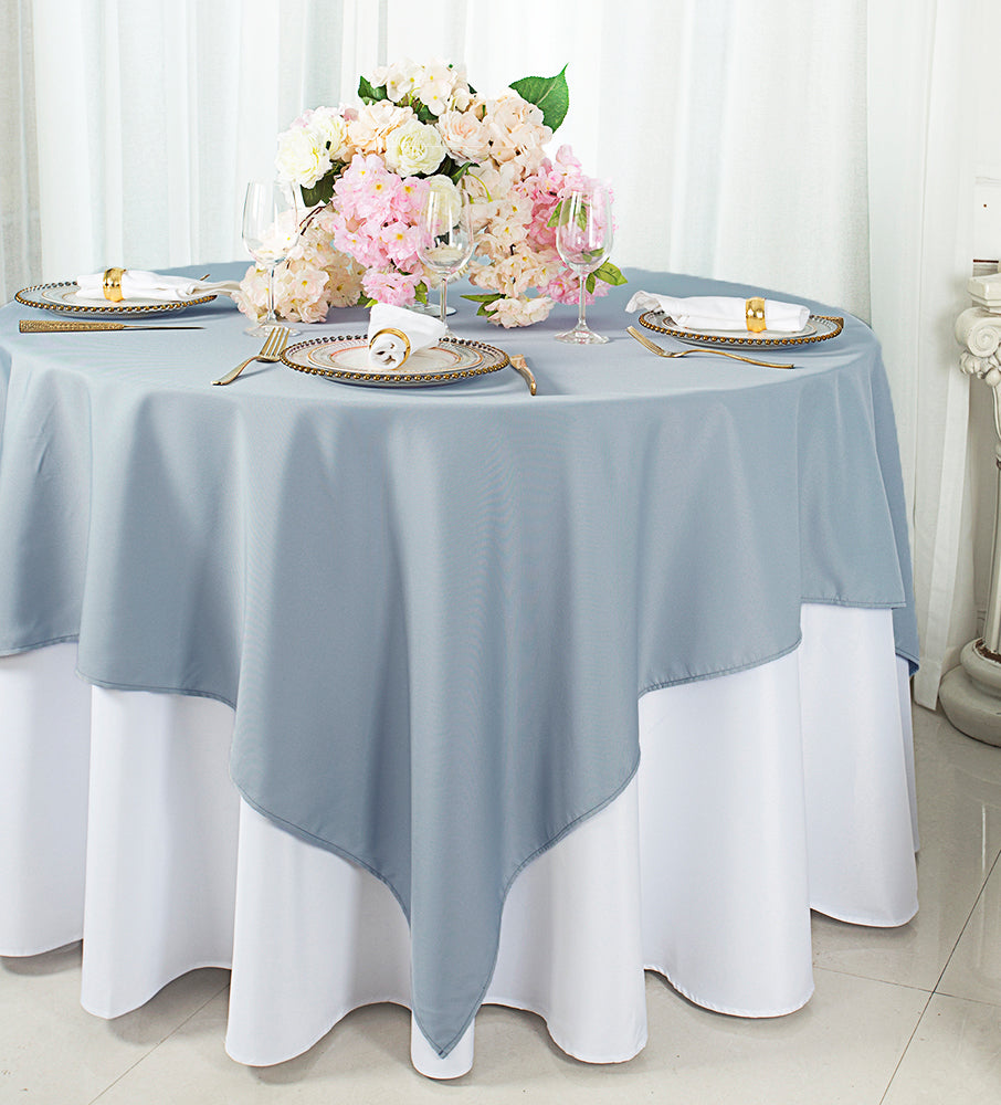 Décorations de table carrées en polyester 54"x54" - Bleu poussiéreux (1 pièce)