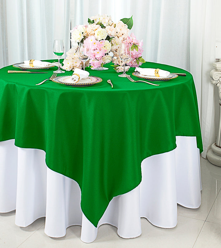 54"x54" Seamless Square Premium Polyester (240 GSM) Table Overlay Toppers - Emerald Green (1pc)