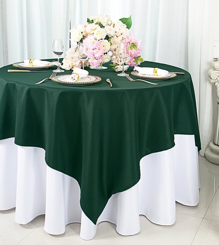 54"x54" Seamless Square Premium Polyester (240 GSM) Table Overlay Toppers - Hunter Green/Holly Green (1pc)