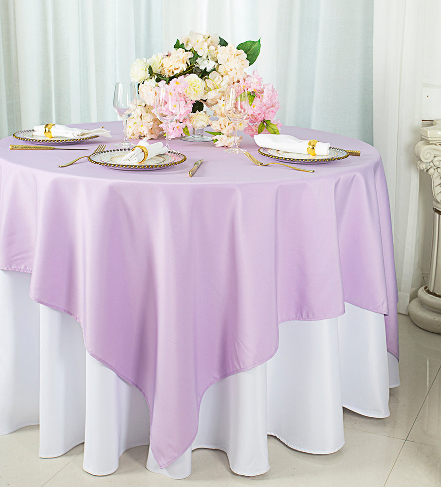 54"x54" Seamless Square Polyester (220 GSM) Table Overlay Toppers - Lavender (1pc)