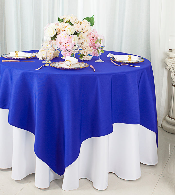 54"x54" Seamless Square Premium Polyester (240 GSM) Table Overlay Toppers - Royal Blue (1pc)