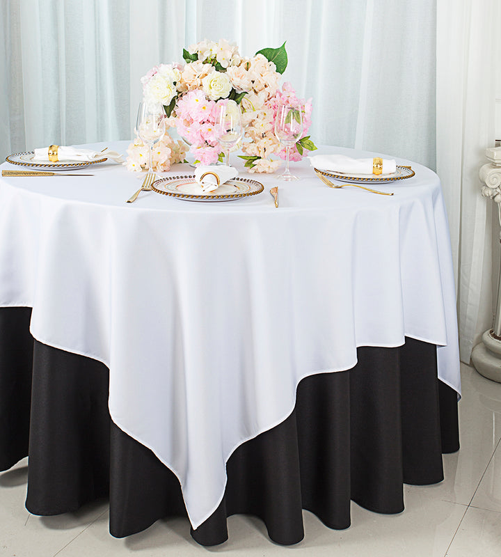 54"x54" Seamless Square Premium Polyester (240 GSM) Table Overlay Toppers - White (1pc)