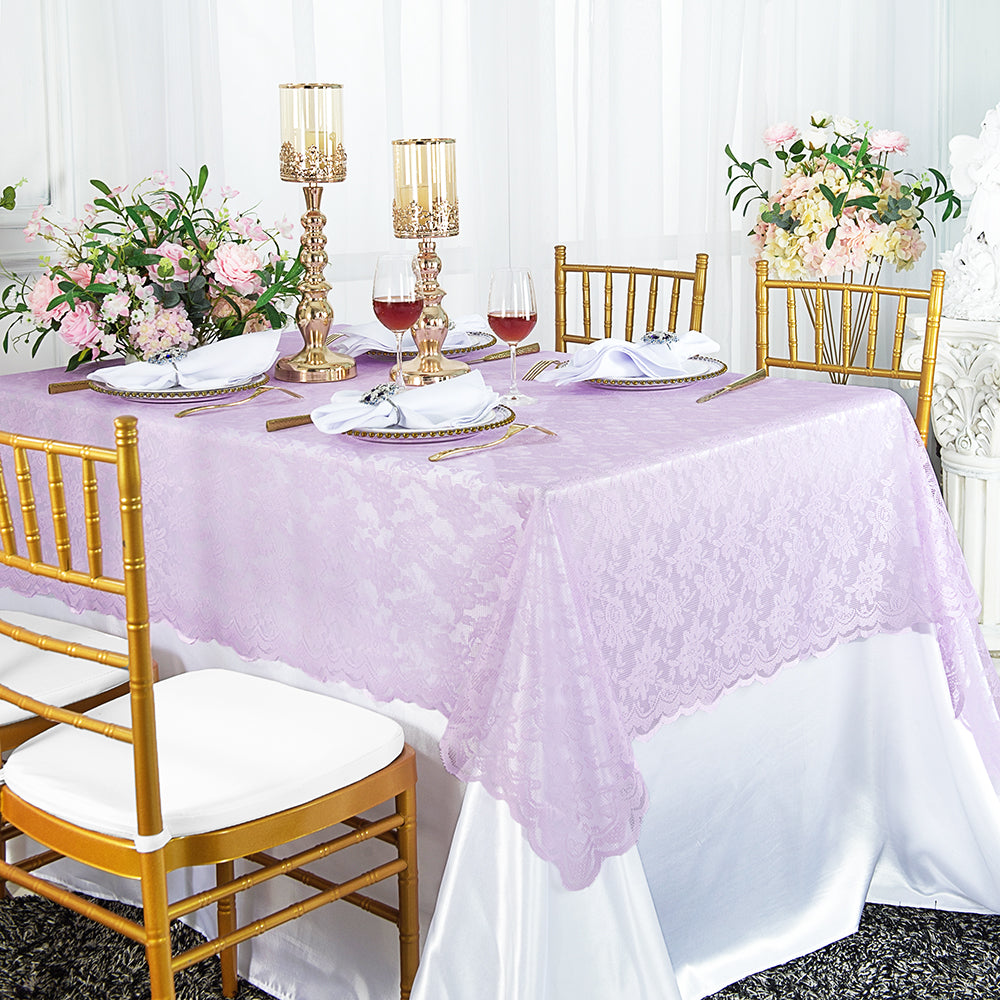 54"x108" Rectangular Caspari Lace Tablecloth/Table Overlay Topper - Lavender (1pc)