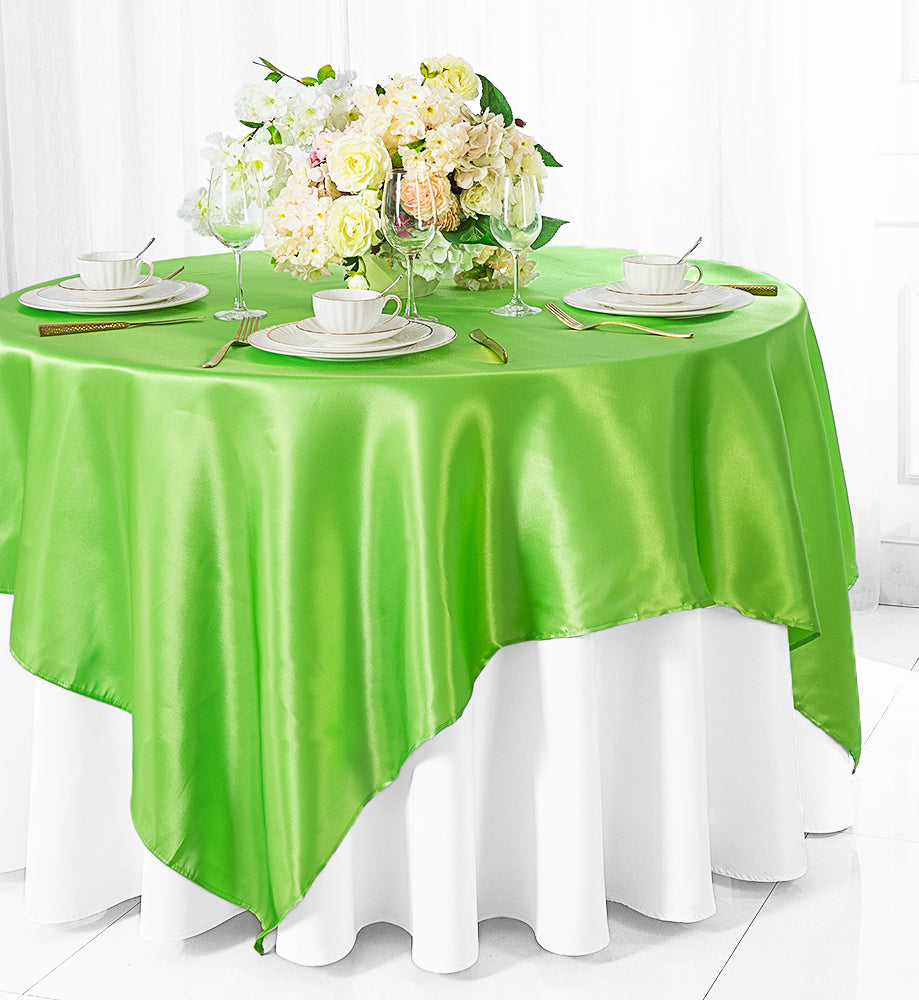 85"x85" Seamless Square Satin Table Overlay - Apple Green (1pc)