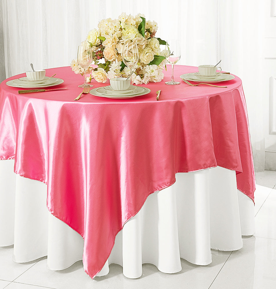 54"x54" Seamless Square Satin Table Overlay - Bubble Gum (1pc)