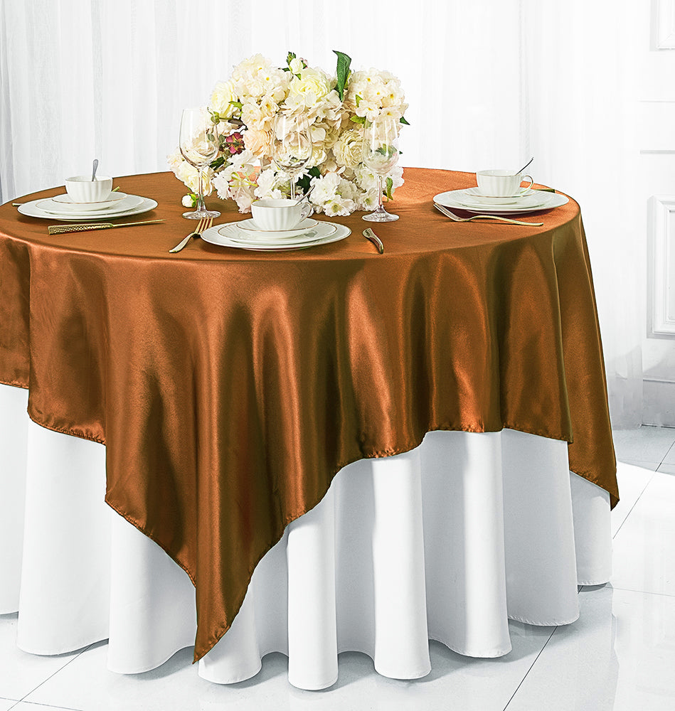 54"x54" Seamless Square Satin Table Overlay - Copper (1pc)