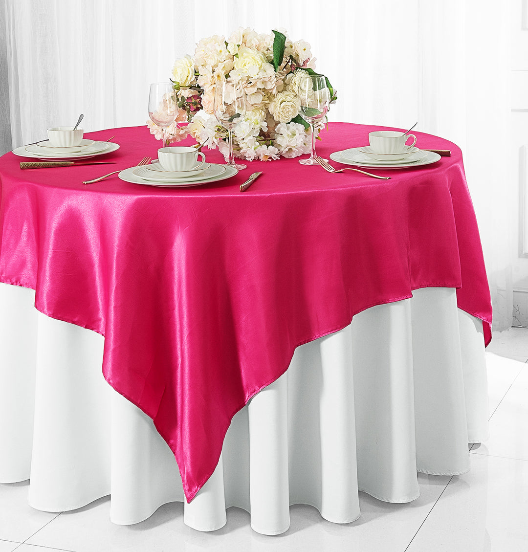 54"x54" Seamless Square Satin Table Overlay - Fuchsia (1pc)