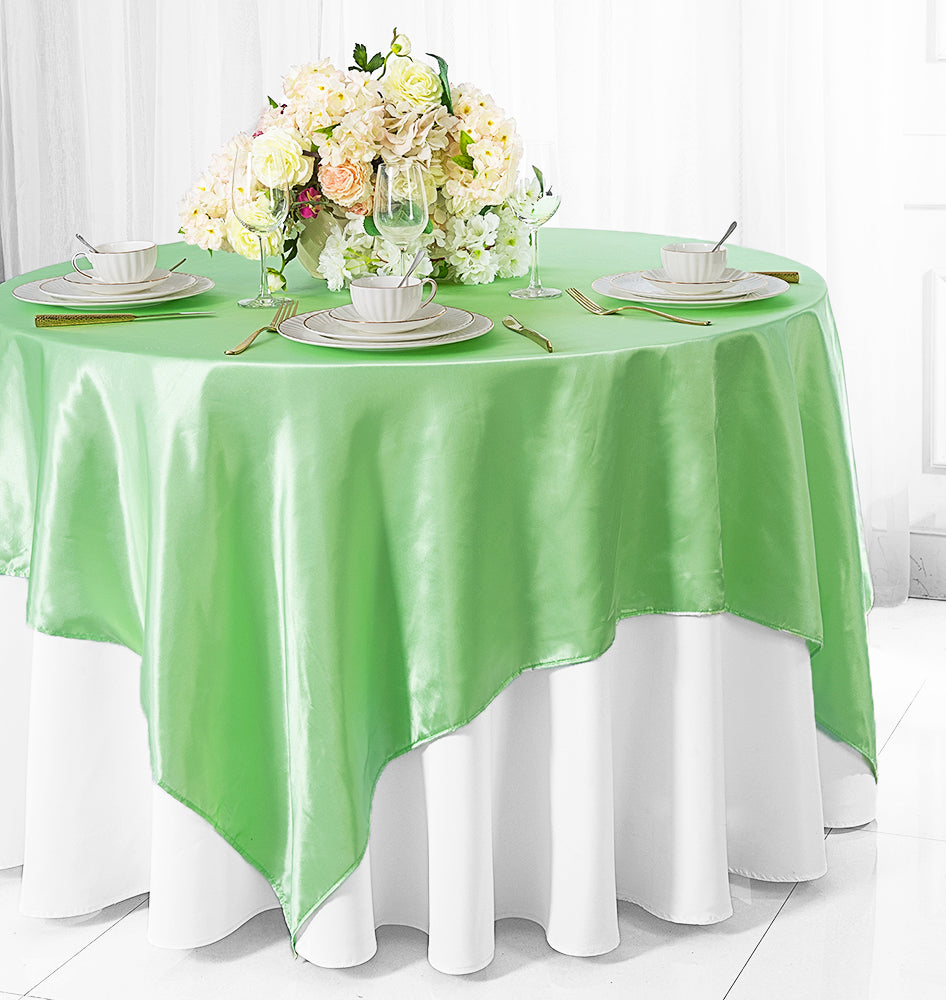 54"x54" Seamless Square Satin Table Overlay - Mint Green (1pc)
