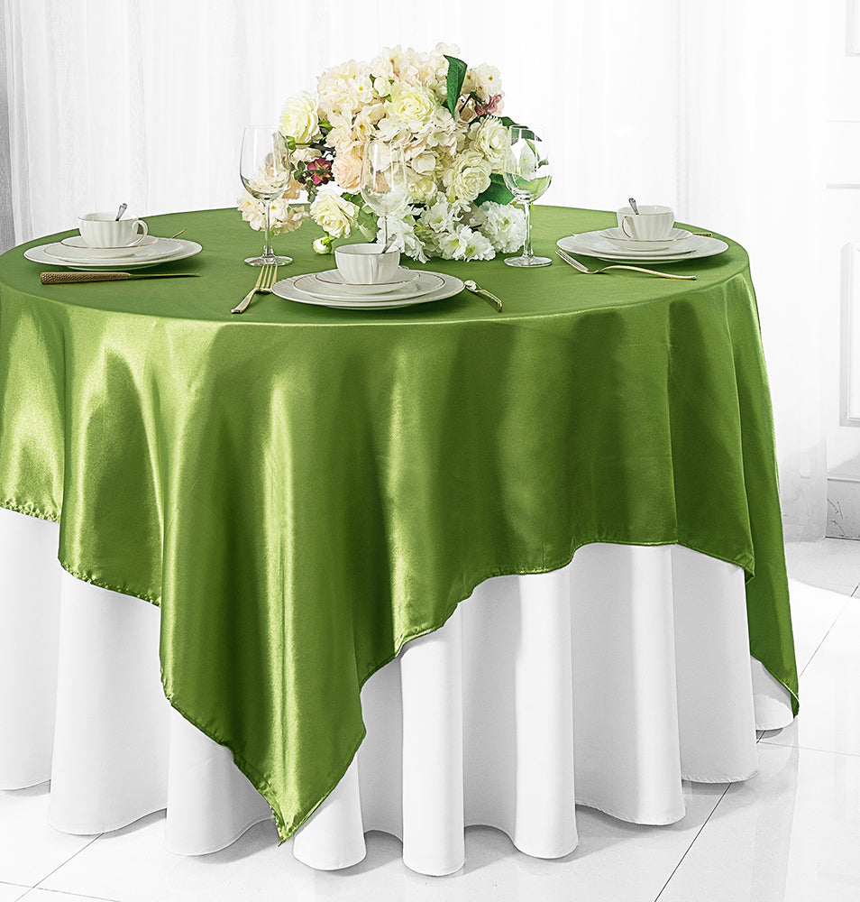 Cubierta de mesa cuadrada satinada de 85"x85" - Verde musgo (1 pieza)