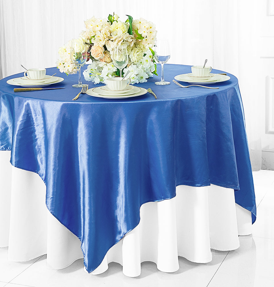 85"x85" Seamless Square Satin Table Overlay - Periwinkle/Cornflower (1pc)