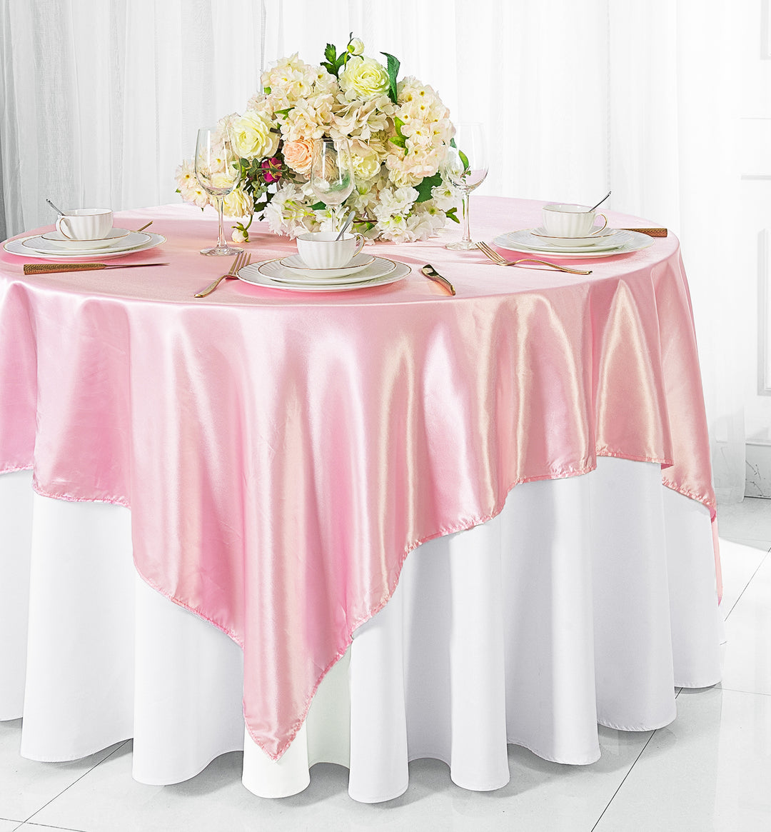 54"x54" Seamless Square Satin Table Overlay - Pink (1pc)