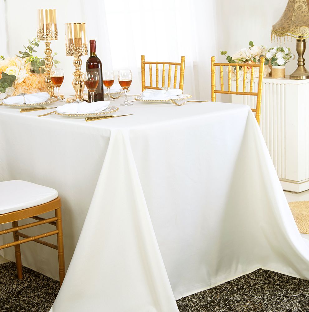 60"x120" Seamless Rectangular Polyester (220 GSM) Tablecloth - Ivory (1pc)