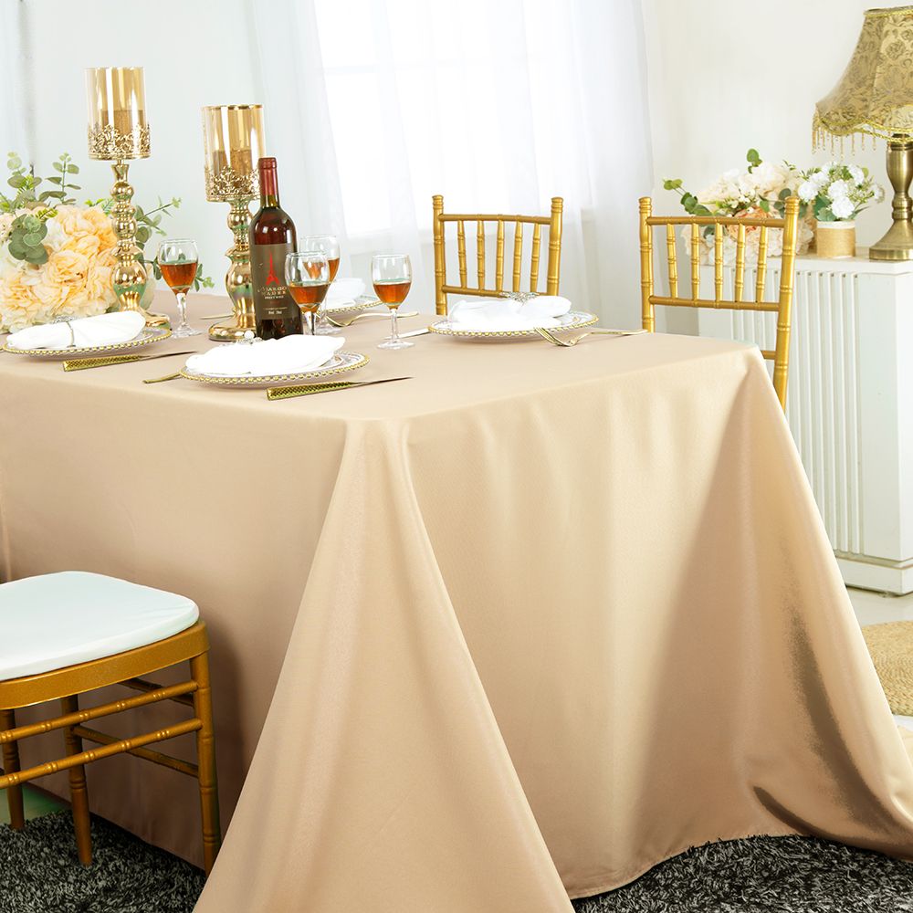 54"x96" Seamless Rectangular Polyester (220 GSM) Tablecloth - Champagne (1pc)