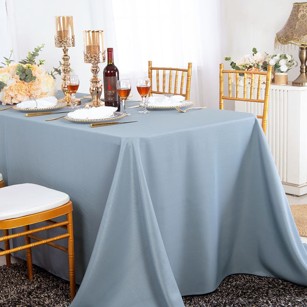 60 x 120 Rectangular Polyester Tablecloth Dusty Blue – Wedding