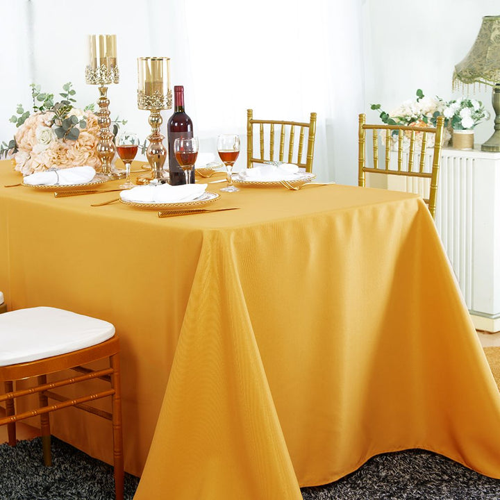 72"x120" Seamless Rectangular Premium Polyester (240 GSM) Tablecloth - Gold (1pc)