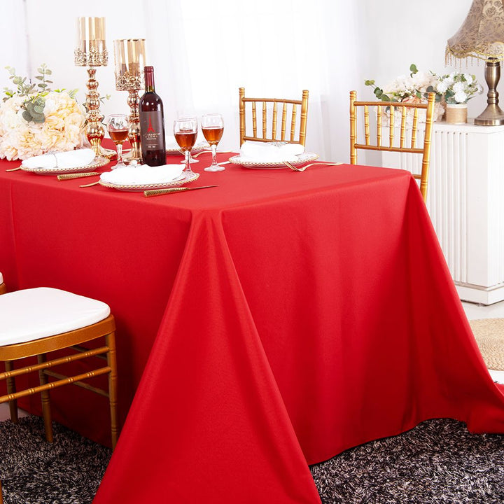 90"x156" Seamless Rectangular Premium Polyester (240 GSM) Tablecloth - Red (1pc)