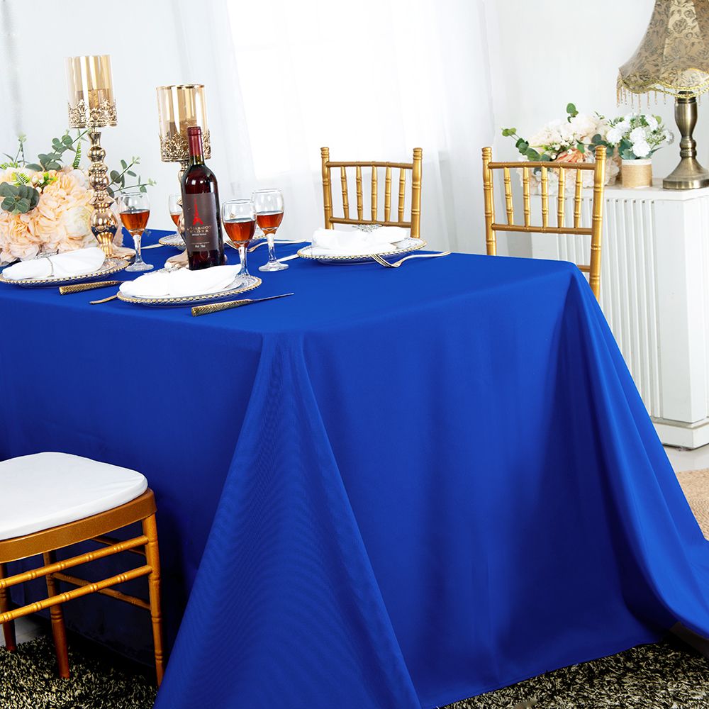 90"x156" Seamless Rectangular Polyester (220 GSM) Tablecloth - Royal Blue (1pc)