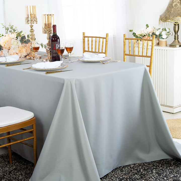 54"x96" Seamless Rectangular Premium Polyester (240 GSM) Tablecloth - Silver (1pc)