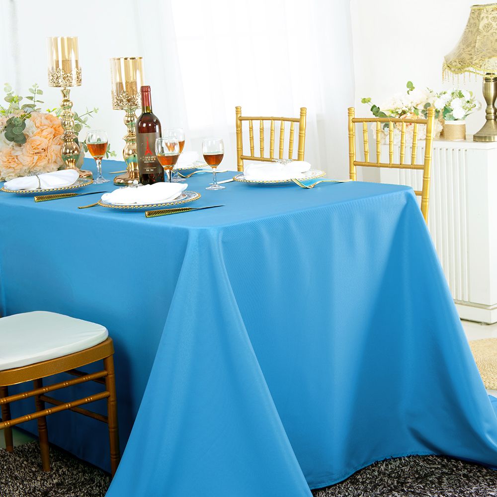 60"x120" Seamless Rectangular Polyester (220 GSM) Tablecloth - Turquoise (1pc)