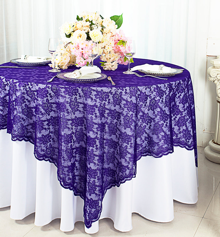 72"x72" Carré Caspari Dentelle Table Overlay Toppers - Regency Purple (1pc)