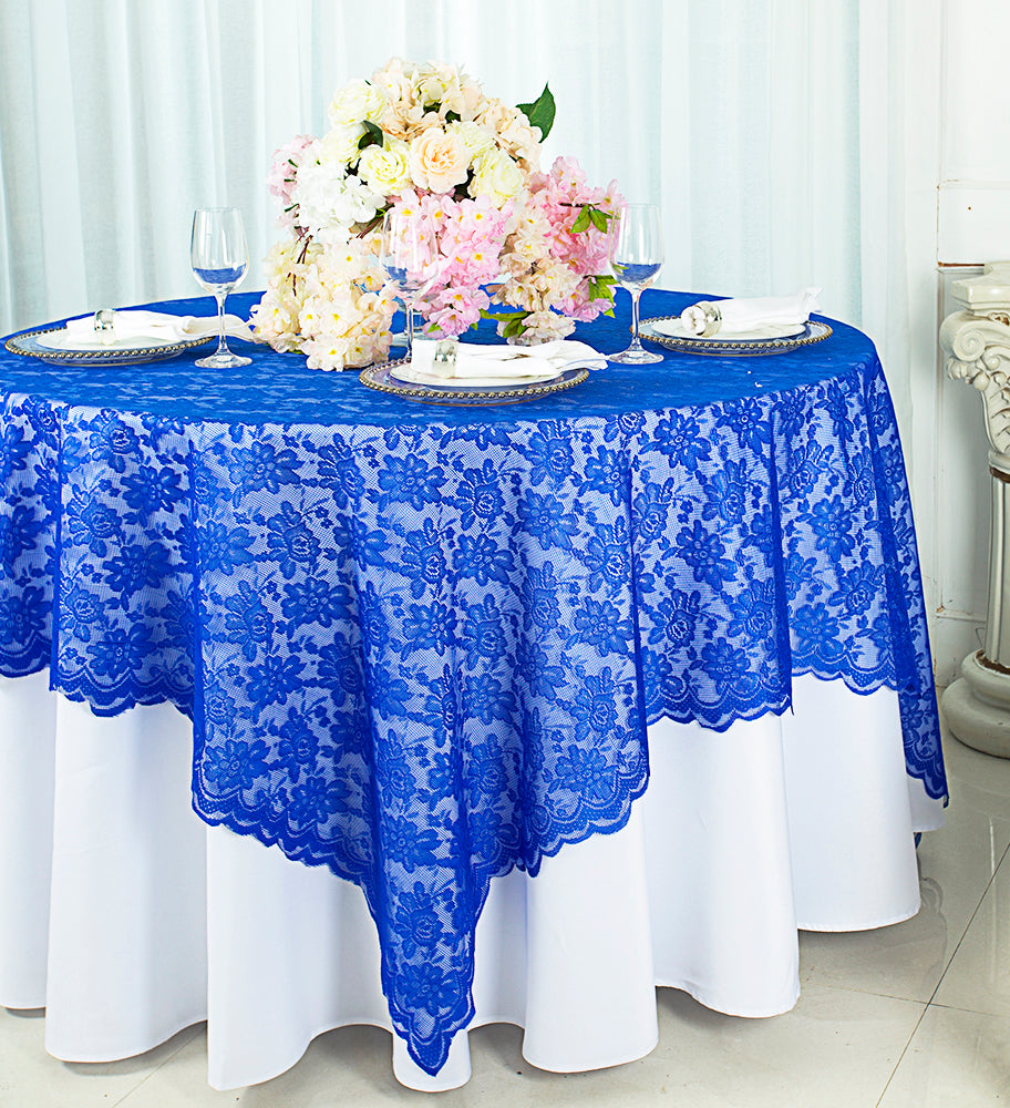 72"x72" Square Caspari Lace Tablecloth/Table Overlay Toppers - Royal Blue 907(1pc)