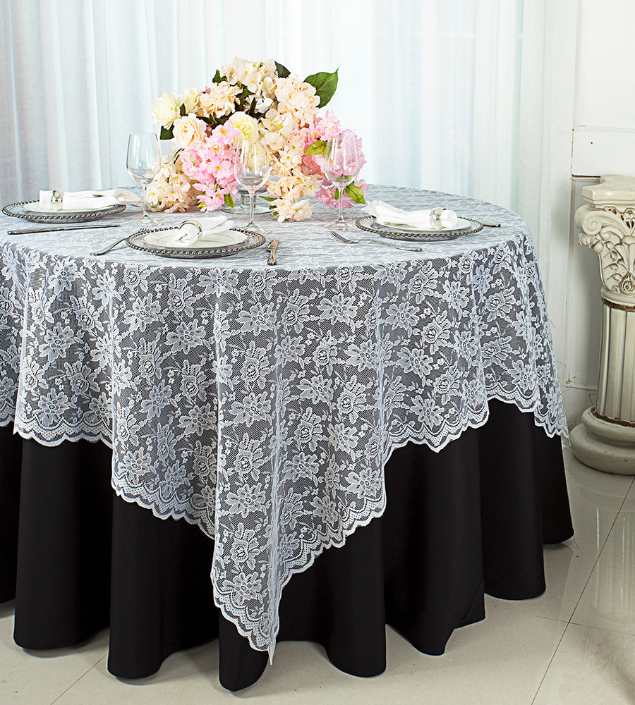 72"x72" Square Caspari Lace Tablecloth/Table Overlay Toppers - White (1pc)