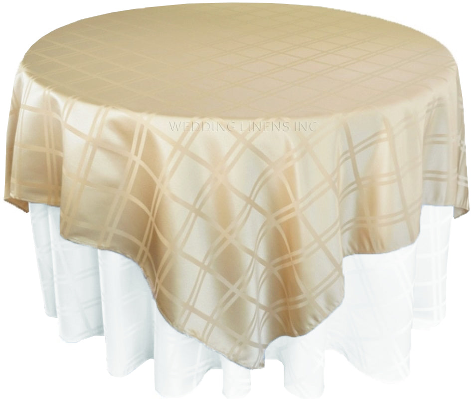 72"x72" Seamless Square Plaid Jacquard Polyester (220 GSM) Table Overlay - Champagne (1pc)