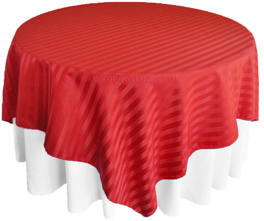 72"x72" Seamless Square Striped Jacquard Polyester (220 GSM) Table Overlay - Apple Red (1pc)