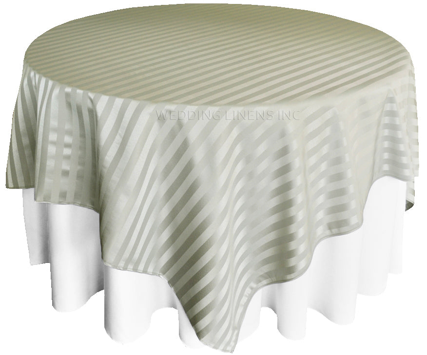 Superposiciones de mesa de poliéster jacquard a rayas cuadradas de 72 "x 72" - Plata (1 pieza)