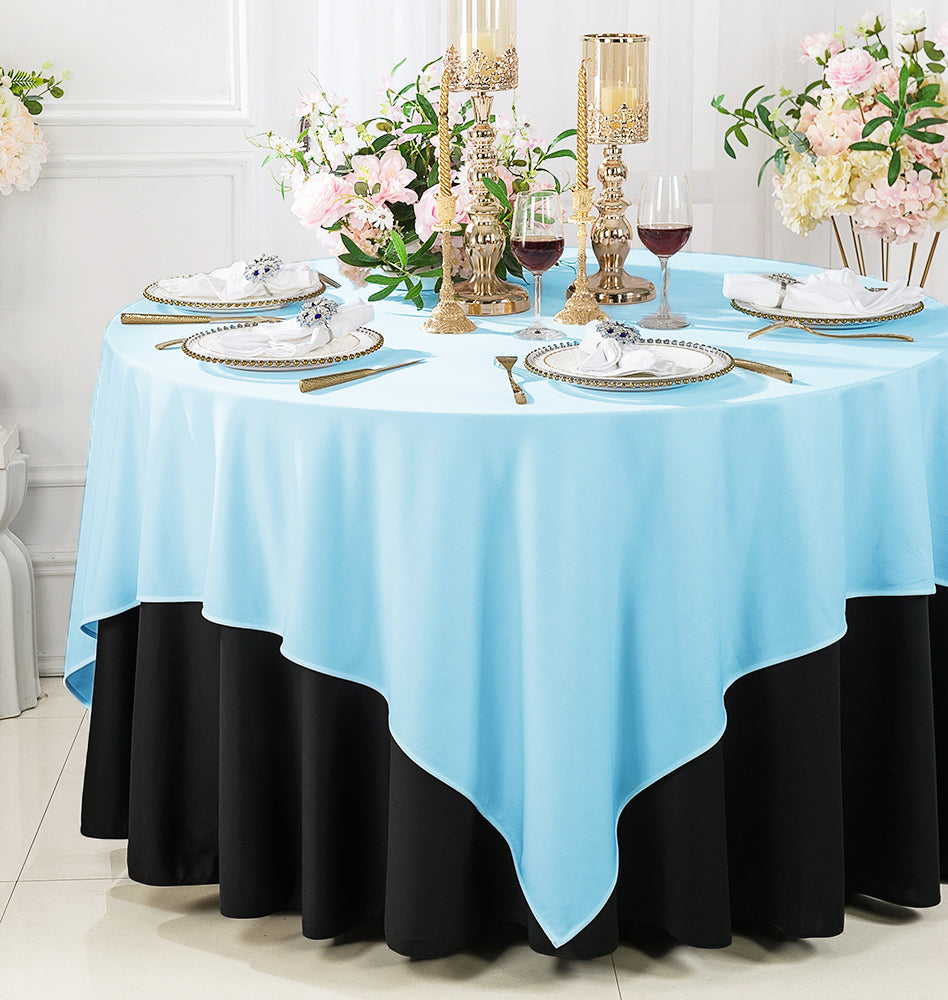 72"x72" Seamless Square Scuba (Wrinkle-Free) (220 GSM) Tablecloth /Table Overlay- Baby Blue (1pc)