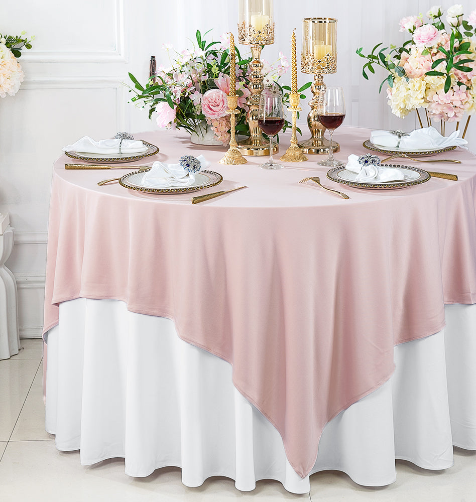 72"x72" Seamless Square Scuba (Wrinkle-Free) (220 GSM) Tablecloth /Table Overlay- Blush Pink/Rose Gold (1pc)