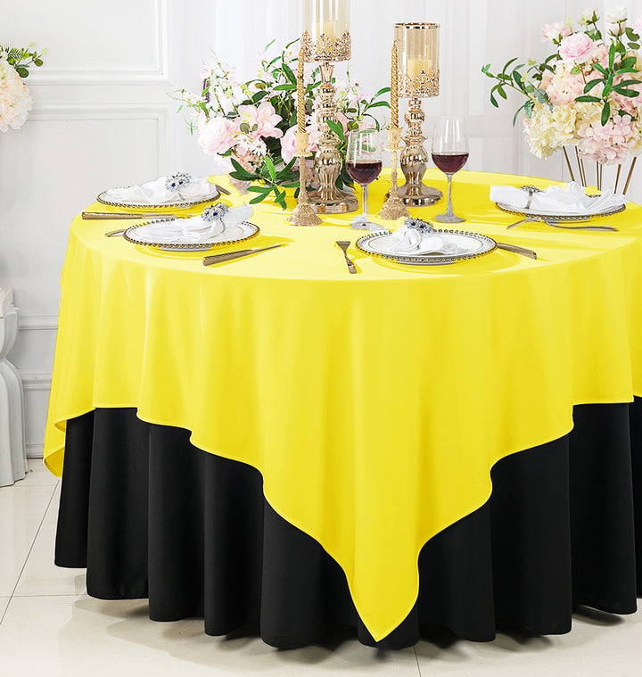 Nappe/superposition de table carrée sans couture (sans plis) de 72 "x 72" - jaune canari (1 pièce)