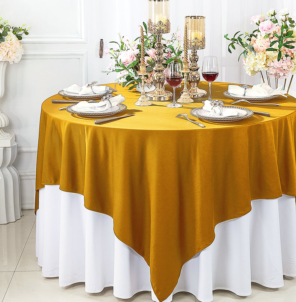 72"x72" Seamless Square Scuba (Wrinkle-Free) (220 GSM) Tablecloth /Table Overlay- Gold (1pc)