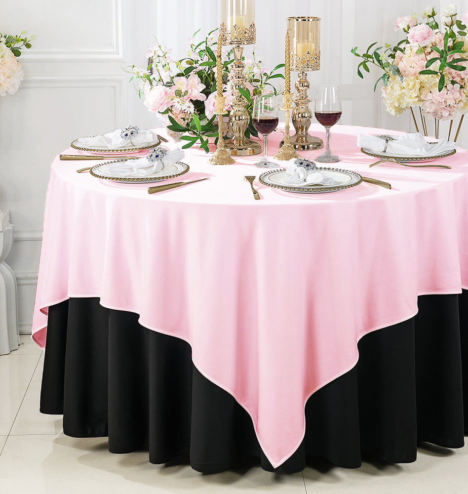 72"x72" Seamless Square Scuba (Wrinkle-Free) (220 GSM) Tablecloth /Table Overlay- Pink (1pc)