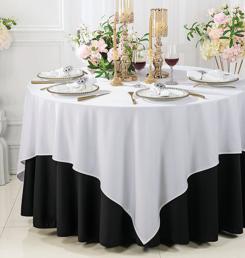 72"x72" Seamless Square Scuba (Wrinkle-Free) (220 GSM) Tablecloth /Table Overlay- White (1pc)