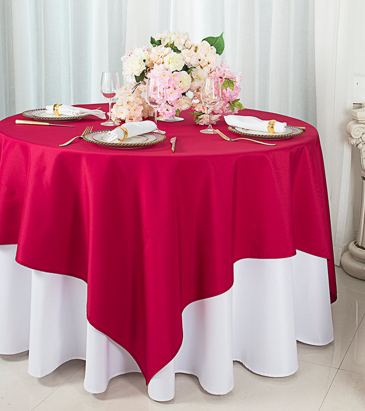 72"x72" Seamless Square Premium Polyester (240 GSM) Table Overlay Topper - Apple Red (1pc)