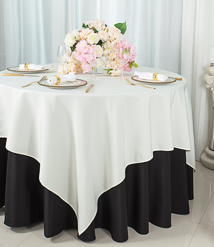 72"x72" Seamless Square Premium Polyester (240 GSM) Table Overlay Topper - Ivory (1pc)
