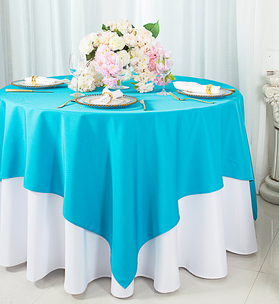 72"x72" Seamless Square Polyester (220 GSM) Table Overlay Topper - Turquoise (1pc)