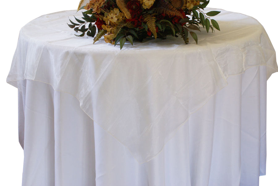 Ivory Overlay Rectangular Table Ivory Organza Table Overlays wholesale – Wedding Linens Inc.