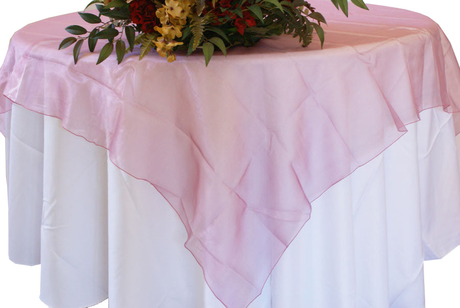 72"x72" Seamless Square Organza Table Overlay - Rose Pink (1pc)