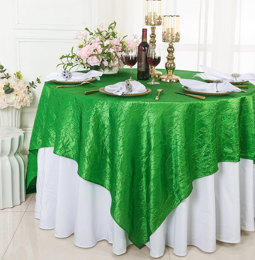 85"x85" Seamless Square Crushed Taffeta Table Overlay - Emerald Green (1pc)