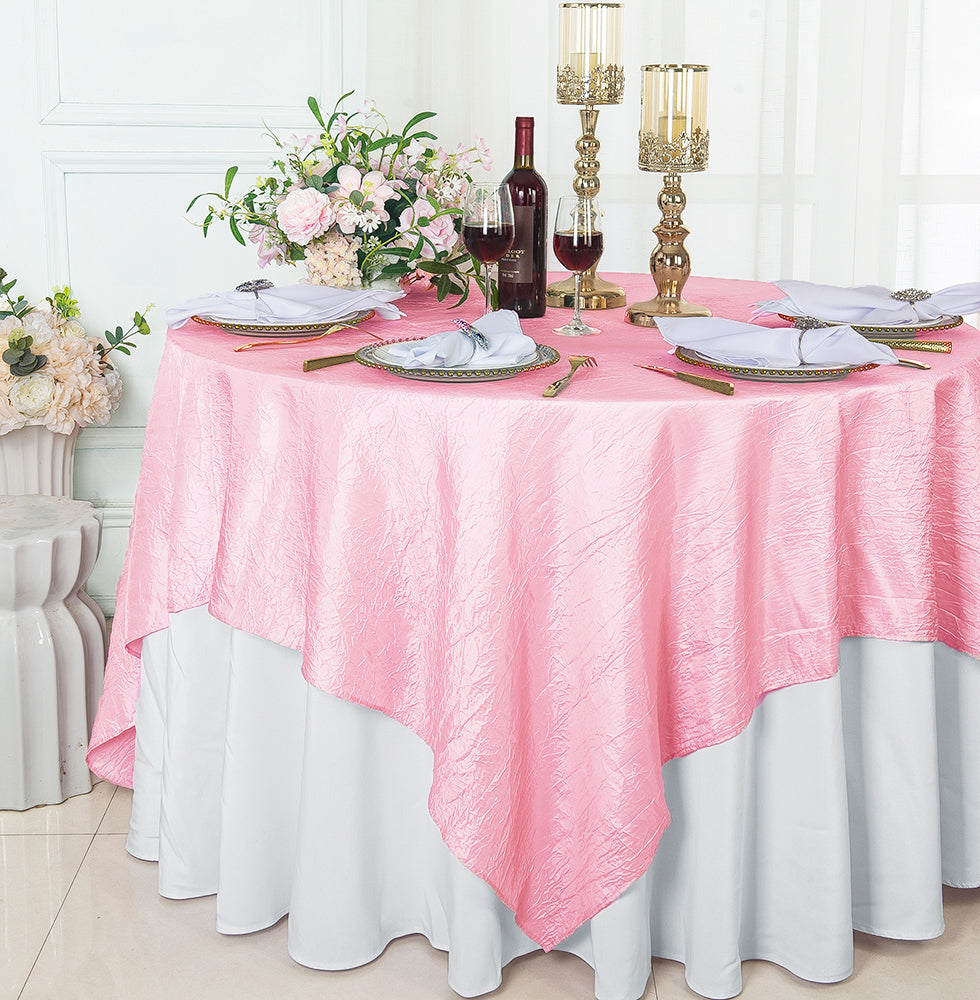 85"x85" Seamless Square Crushed Taffeta Table Overlay - Pink (1pc)