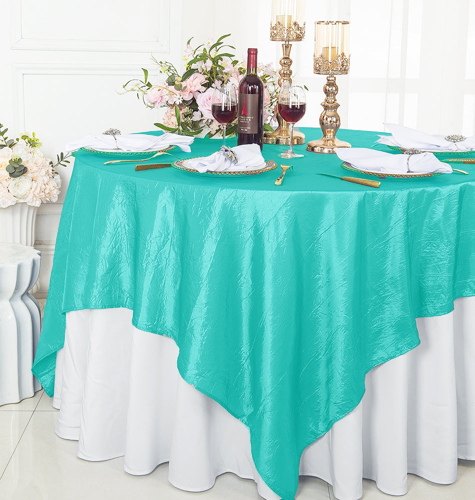 85"x85" Seamless Square Crushed Taffeta Table Overlay - Pool Blue (1pc)