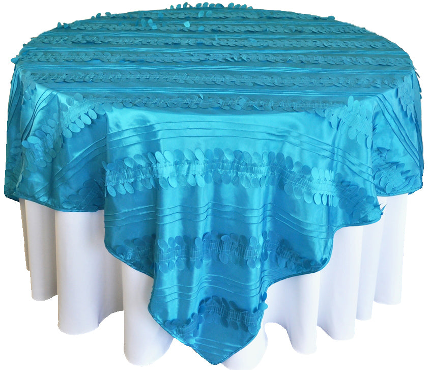 85"x85" Seamless Square Forest Taffeta Table Overlay - Turquoise (1pc)